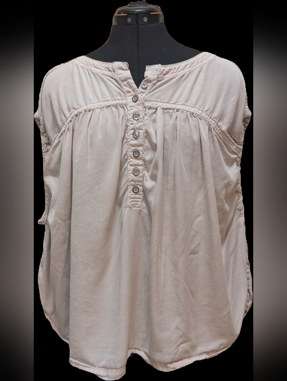 We The Free Button-Front Relaxed Top in Light Tan
